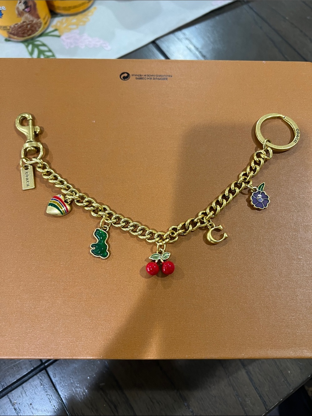 Coach Gold-tone Charm Bracelet with Multicolor Enamel Rainbow - Picture 1 of 3